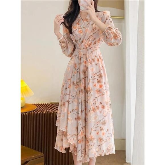 Floral Print Long Sleeve Midi Dress - Picture 6 of 6